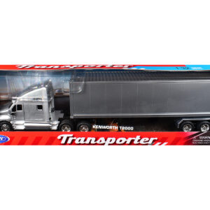 Kenworth T2000 Truck Silver Metallic with Gray Container "Transporter" Series 1/32 Diecast Model by Welly