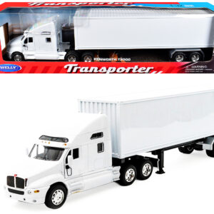 Kenworth T2000 Truck White with White Container "Transporter" Series 1/32 Diecast Model by Welly