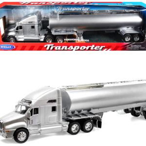 Kenworth T2000 Truck Silver Metallic with Silver Tanker Trailer "Transporter" Series 1/32 Diecast Model by Welly