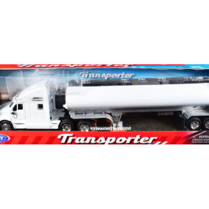 Kenworth T2000 Truck White with White Tanker Trailer "Transporter" Series 1/32 Diecast Model by Welly