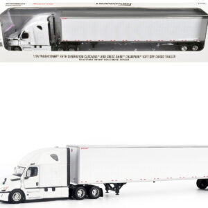 2025 Freightliner Cascadia Gen-5 Truck Tractor with Sleeper and Great Dane Champion 53ft Dry Cargo Trailer Winter White "Transport Series" 1/64 Diecast Model by Diecast Masters
