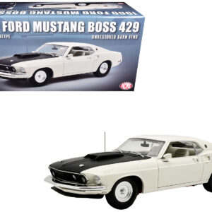 1969 Ford Mustang BOSS 429 "KK1201 Prototype - Unrestored Barn Find" White with Black Hood Limited Edition to 360 pieces Worldwide 1/18 Diecast Model Car by ACME