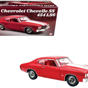 1970 Chevrolet Chevelle SS 454 LS6 Cranberry Red with White Stripes and Red Interior Limited Edition to 454 pieces Worldwide 1/18 Diecast Model Car by ACME