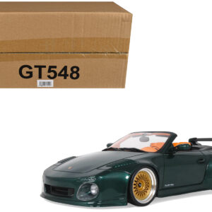 2024 Porsche 911 (997) Old & New Tokyo Auto Salon Cabriolet Dark Green Metallic with Orange Interior 1/18 Model Car by GT Spirit