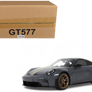 2025 Porsche 911 (992.2) GT3 Touring Gray with Gold Stripe 1/18 Model Car by GT Spirit