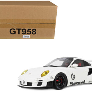 2024 Porsche 911 Turbo LB-Works White with Black Top 1/18 Model Car by GT Spirit