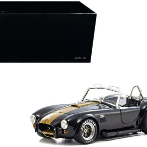 Shelby Cobra 427 S/C Black with Gold Stripes 1/18 Diecast Model Car by Kyosho