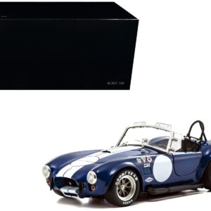 Shelby Cobra 427 S/C Blue with White Stripes and Race Graphics 1/18 Diecast Model Car by Kyosho