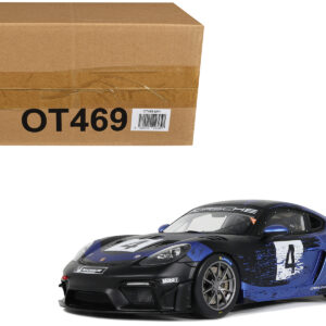 2021 Porsche Cayman 718 GT4 RS Clubsport #4 Black with Blue Graphics Limited Edition to 999 pieces Worldwide 1/18 Model Car by Otto Mobile