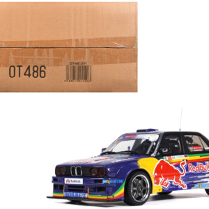 2023 BMW E30 V8 Drift "Red Bull Driftbrothers" Blue and Silver with Graphics Limited Edition to 3000 pieces Worldwide 1/18 Model Car by Otto Mobile