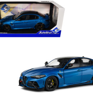 2022 Alfa Romeo Giulia GTA Anodized Blue Metallic with Carbon Top 1/18 Diecast Model Car by Solido