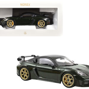 2023 Porsche Cayman GT4 RS Weissach Pack Brewster Green with Carbon Hood 1/18 Diecast Model Car by Norev