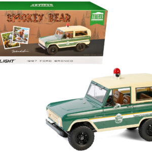 1967 Ford Bronco "Smokey Bear Forest Ranger" Green and Cream with White Stripes "Artisan Collection" 1/18 Diecast Model Car by Greenlight