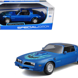 1978 Pontiac Firebird Trans Am Blue Metallic with Hood Graphics "Special Edition" Series 1/18 Diecast Model Car by Maisto