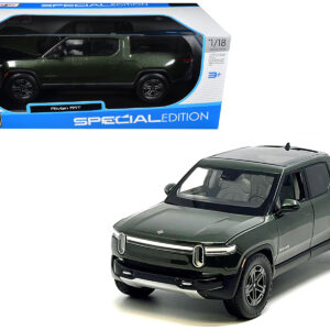 Rivian R1T Pickup Truck Dark Green Metallic with Sunroof "Special Edition" Series 1/18 Diecast Model Car by Maisto