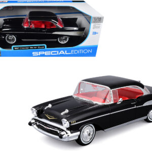 1957 Chevrolet Bel Air Coupe Black with Red Interior "Special Edition" Series 1/18 Diecast Model Car by Maisto