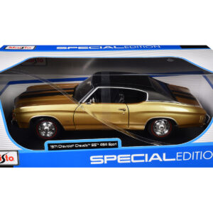 1971 Chevrolet Chevelle SS 454 Sport Gold Metallic with Black Top and Black Stripes "Special Edition" 1/18 Diecast Model Car by Maisto