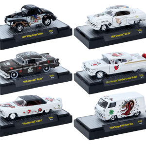 "Auto-Thentics" 6 piece Set Release S154 IN DISPLAY CASES Limited Edition 1/64 Diecast Model Cars by M2 Machines
