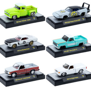 "Auto Meets" Set of 6 Cars IN DISPLAY CASES Release 97 Limited Edition 1/64 Diecast Model Cars by M2 Machines