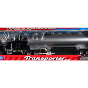 Kenworth W900 Truck Black with Silver Tanker Trailer "Transporter" Series 1/32 Diecast Model by Welly