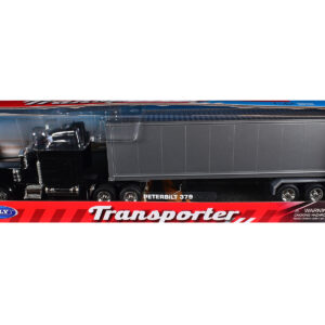 Peterbilt 379 Truck Black with Silver Container "Transporter" Series 1/32 Diecast Model by Welly