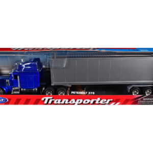 Peterbilt 379 Truck Blue Metallic with Silver Container "Transporter" Series 1/32 Diecast Model by Welly