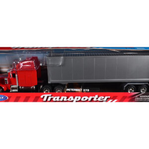 Peterbilt 379 Truck Red with Silver Container "Transporter" Series 1/32 Diecast Model by Welly