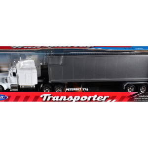 Peterbilt 379 Truck White with Silver Container "Transporter" Series 1/32 Diecast Model by Welly