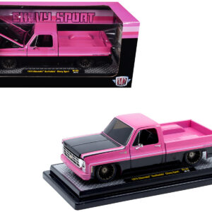 1979 Chevrolet Scottsdale Pickup Truck "Chevy Sport" Pink and Black Limited Edition to 6250 pieces Worldwide 1/24 Diecast Model Car by M2 Machines