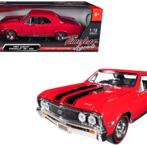 1967 Chevrolet Chevelle SS 396 Red with Black Stripes 1/18 Diecast Model Car by Motormax
