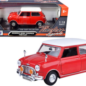 1961-1967 Morris Mini Cooper Red with White Top "Timeless Legends" 1/18 Diecast Model Car by Motormax