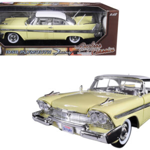 1958 Plymouth Fury "Timeless Classics" Yellow with White Top 1/18 Diecast Model Car by Motormax
