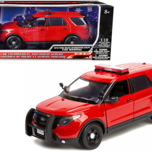 2015 Ford Police Interceptor Utility "Fire Marshal" Plain Red 1/18 Diecast Model Car by Motormax