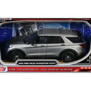 2022 Ford Police Interceptor Utility Unmarked Silver Metallic "Builder's Kit" "Law Enforcement and Public Service" Series 1/24 Diecast Model Car by Motormax