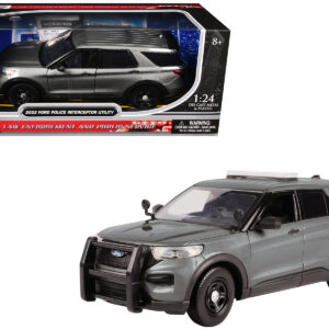 2022 Ford Police Interceptor Utility Unmarked Gray Metallic "Builder's Kit" "Law Enforcement and Public Service" Series 1/24 Diecast Model Car by Motormax