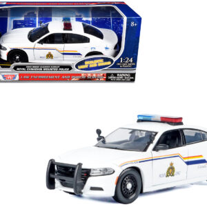 2023 Dodge Charger Pursuit Police Car "Royal Canadian Mounted Police (RCMP)" White with Flashing Light Bar and Front and Rear Lights and Sound 1/24 Diecast Model Car by Motormax