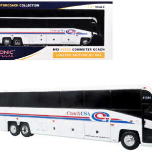 MCI D4520 Commuter Coach Bus "Coach USA" White with Blue and Red Stripes "The Bus & Motorcoach Collection" Limited Edition to 504 pieces Worldwide 1/87 (HO) Scale Diecast Model by Iconic Replicas