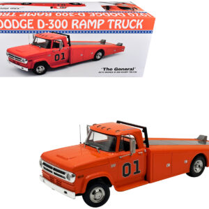 1970 Dodge D-300 Ramp Truck #01 "The General" Orange Limited Edition to 852 pieces Worldwide 1/18 Diecast Model Car by ACME