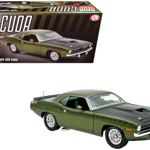 1970 Plymouth AAR Cuda Ivy Green Metallic with Black Stripes and Green Interior Limited Edition to 576 pieces Worldwide 1/18 Diecast Model Car by ACME