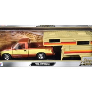 1992 Chevrolet 454 SS Pickup Truck Copper Metallic with Beige Sides with Camper Shell "American Classics" Series 1/24 Diecast Model Car by Motormax
