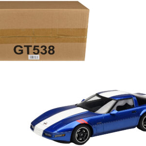 1996 Chevrolet Corvette C4 Grand Sport Blue Metallic with White Stripe 1/18 Model Car by GT Spirit