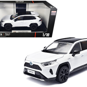 2023 Toyota Rav4 Hybrid White Metallic with Black Top 1/18 Diecast Model Car by Heimanba