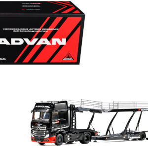 Mercedes-Benz Actros Gigaspace Auto Transporter "ADVAN Yokohama" Black 1/64 Diecast Model by GCD