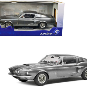 1967 Shelby GT500 Gray Metallic with Black Stripes 1/18 Diecast Model Car by Solido
